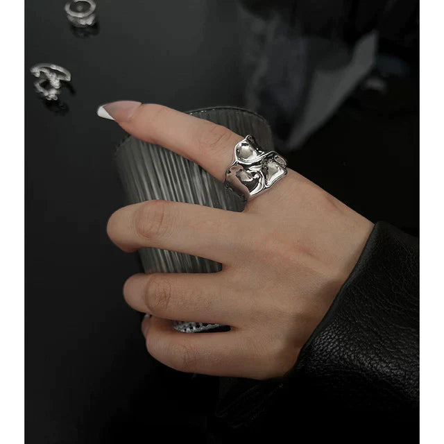 Minimalistische 925 Silber Ring für Frauen Mode Kreative Unregelmäßige Geometrische Aestethic Offene Ringe Geburtstag Party Schmuck Geschenk