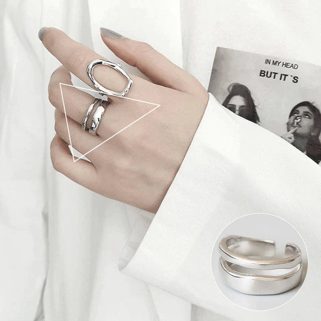 Minimalistische 925 Silber Ring für Frauen Mode Kreative Unregelmäßige Geometrische Aestethic Offene Ringe Geburtstag Party Schmuck Geschenk