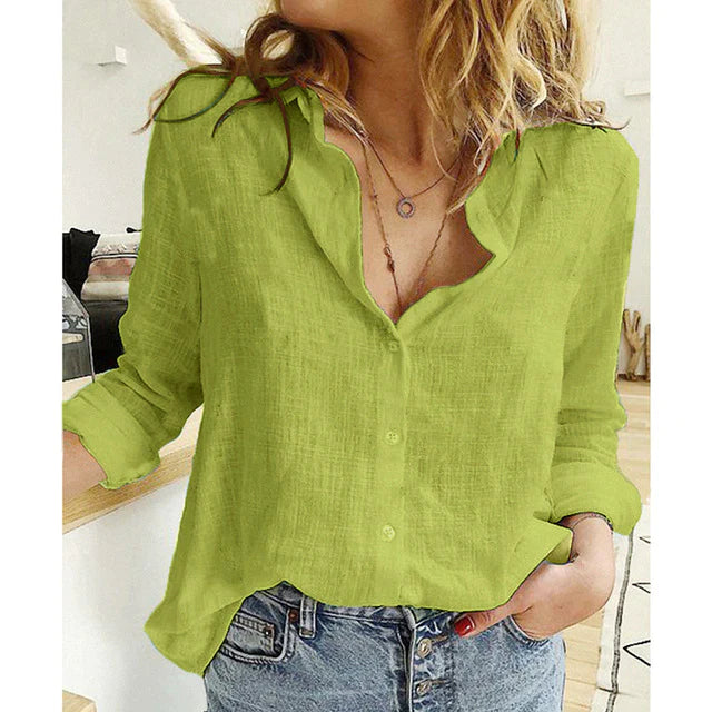 Freizeit Weiß Gelbe Hemden Knopf Revers Cardigan Top Lady Lose Langarm Oversized Shirt Damen Blusen Casual Tunika Blusas